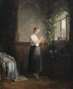 A Young Girl Braiding Her Hair by Paul Wichmann